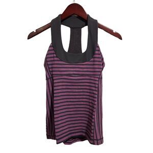 LuLulemon Scoop Fitness Tank Top Stripe Size 4 Purple Pink